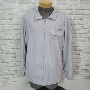 COLUMBIA PFG HARBORSIDE Mens XL Light Grey Fleece Zip Front Long Sleeve